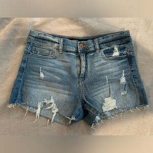 EUC Distressed Denim Jean Stretchy Women Shorts Sz 28